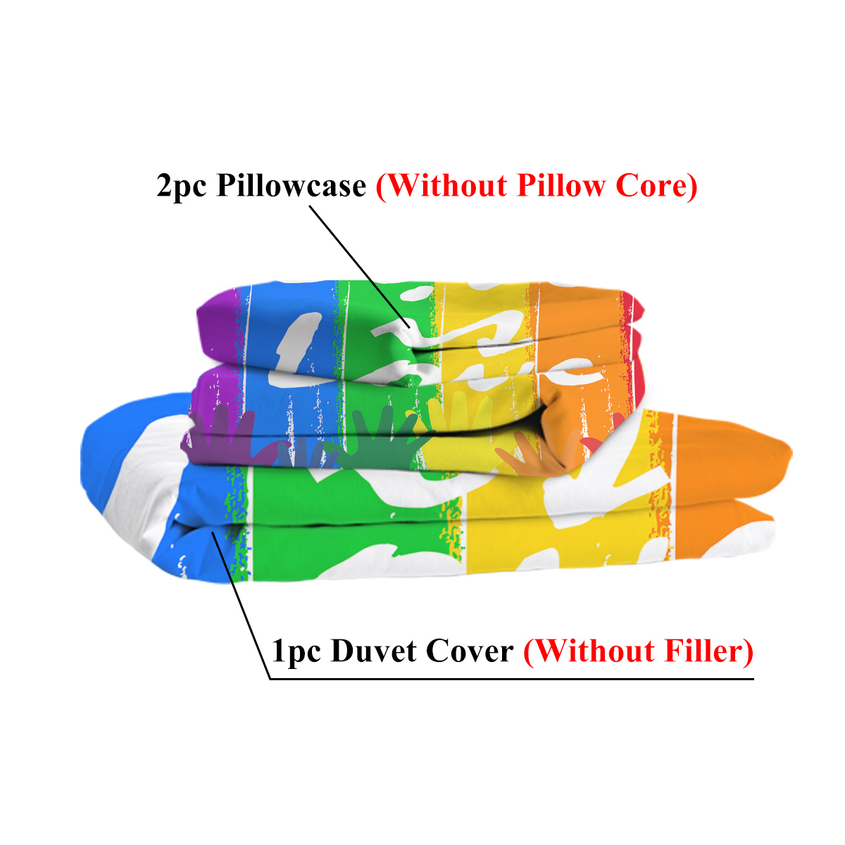 3 Pieces Striped Duvet Cover Set, Microfiber Colorful Stripes Pattern Printed Comforter Cover, Rainbow Striped Bedding Set Soft Breathable Duvet Cover