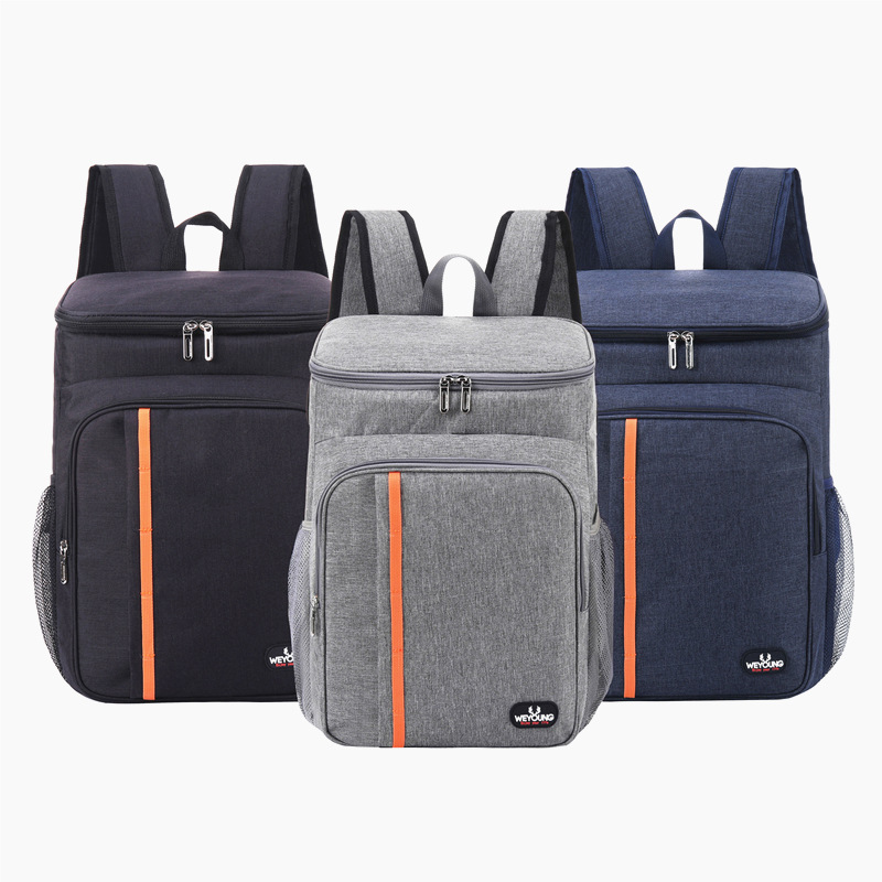 Gray Large-Capacity Insulated Cooler Backpack