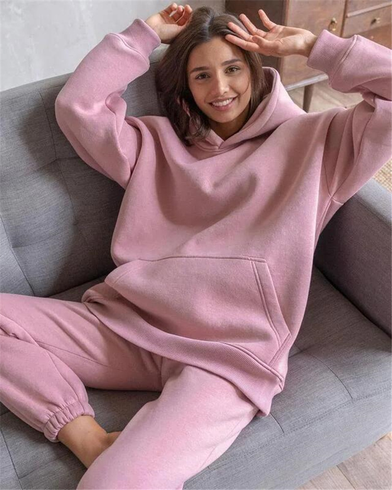 Women's European And American Fashion Hooded Pocket Sports Suit