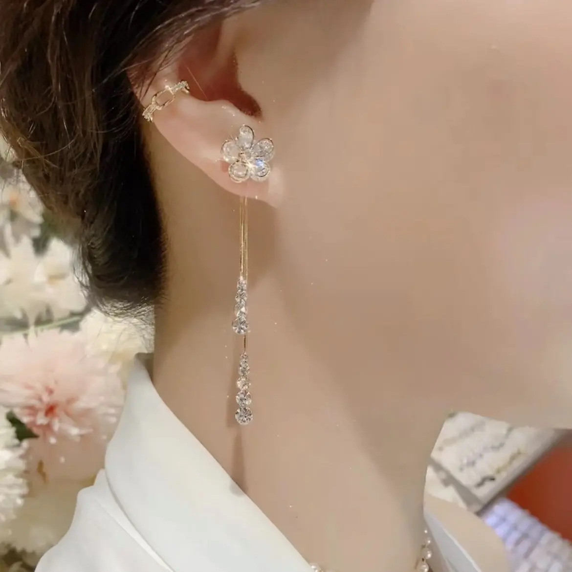 Flower Earrings Fairy Temperament Temperament Tassel Women