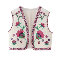 New Women's Embroidered Cardigan Vest - Pink - View 1
