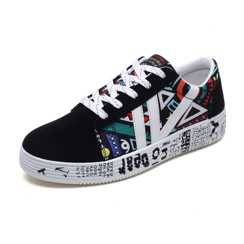 Title 2, New autumn fashion graffiti low-cut canvas shoes