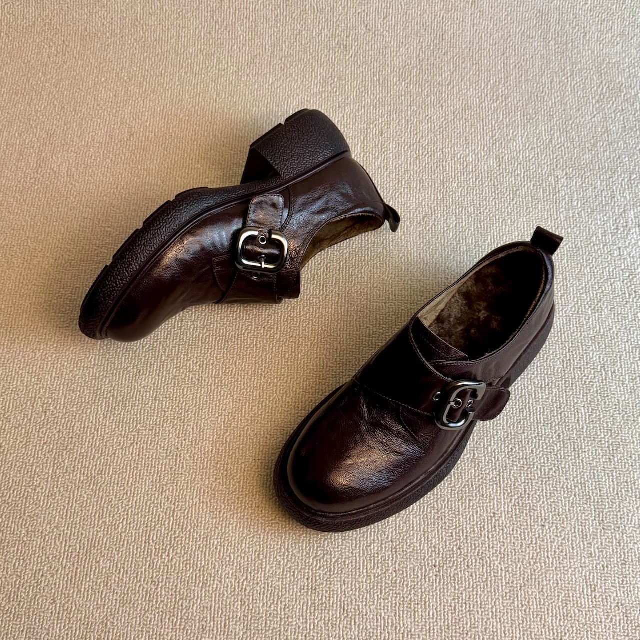 Faux Fur Lined Chunky Heel Pumps, picture 2 of 4