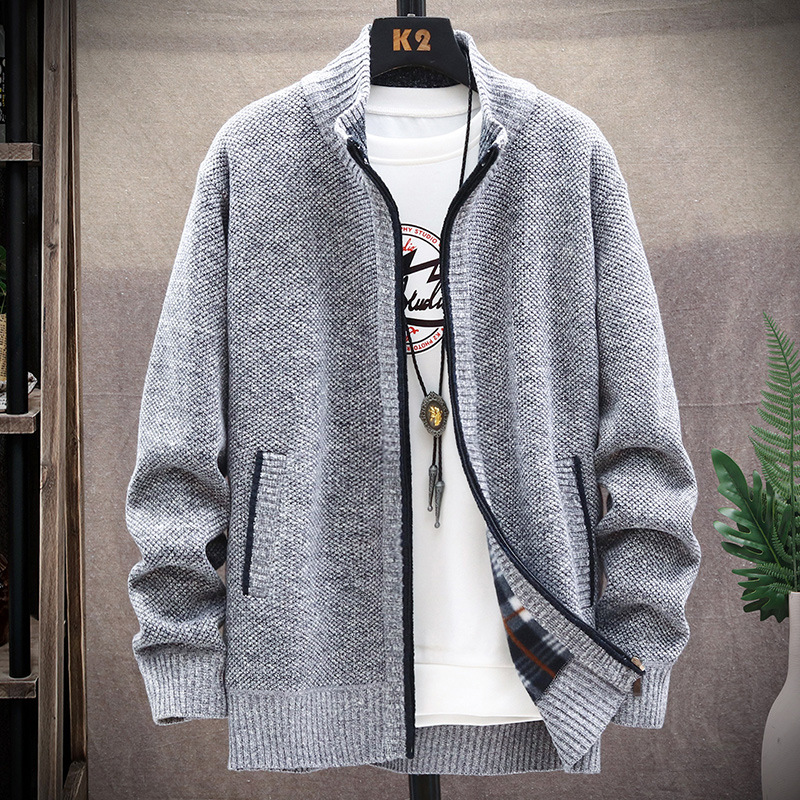 Title 2, Stand-up collar cardigan sweater men