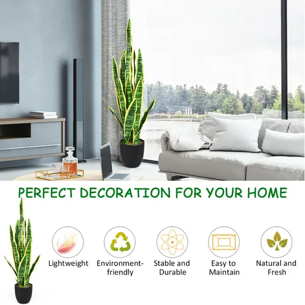 1PC 35.5 Inches Indoor And Outdoor Decoration Fake Snake Plant Artificial Plant — foto 7