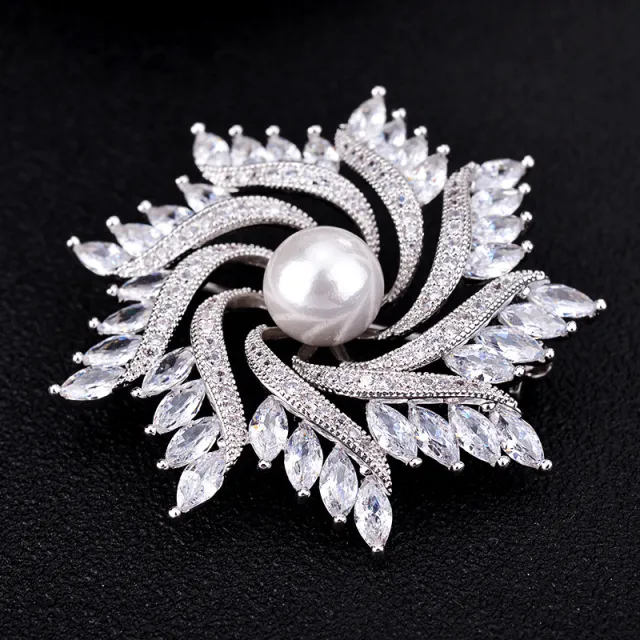 New Korean Luxury Crystal Zircon Pinwheel Brooch Pinwheel Brooch - Shop at LoveMi