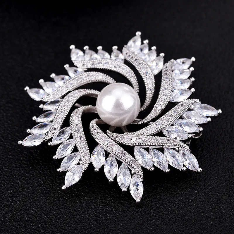 New Korean Luxury Crystal Zircon Pinwheel Brooch - Pinwheel Brooch
