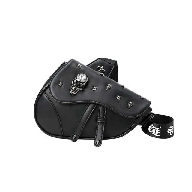 Half Round Wide Shoulder Belt Messenger Bag Black - Shop at LoveMi