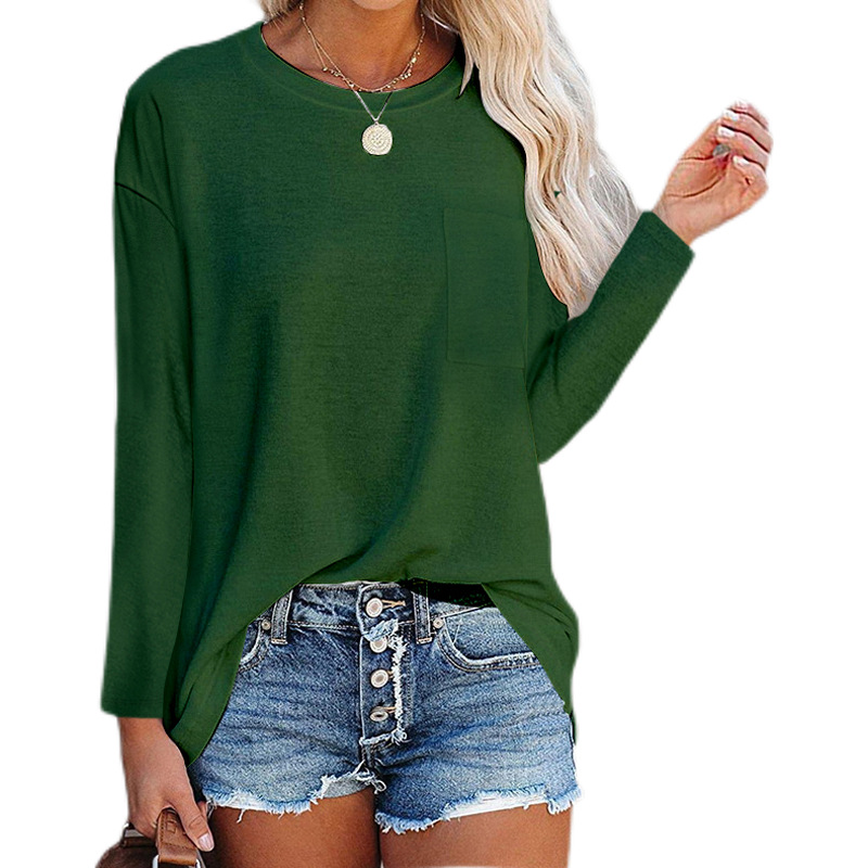 Women's Long-sleeved Round Neck T-shirt Top