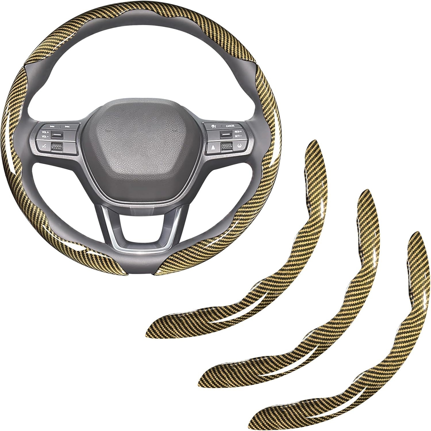 Carbon Fiber Steering Wheel Covers Clip On Steering Wheel Cover Yellow Cb24130 - Shop at LoveMi