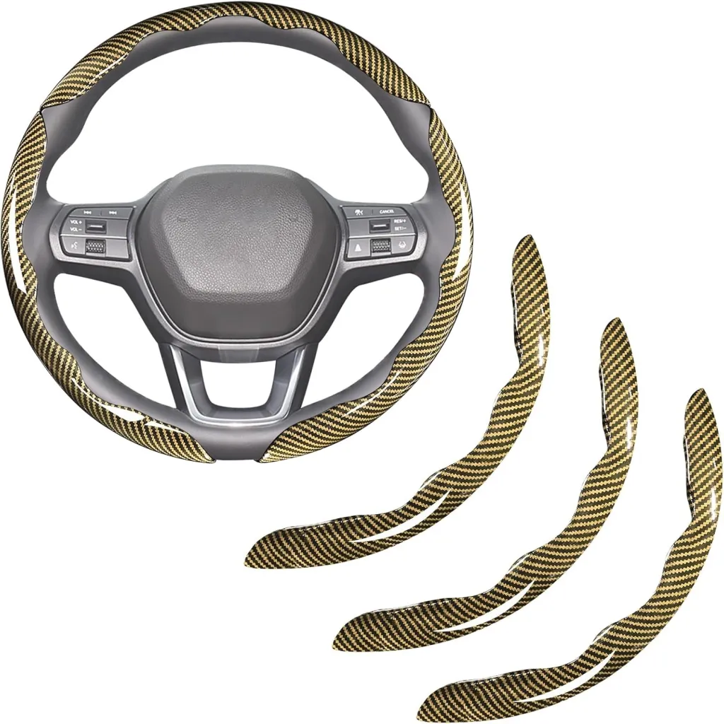 Carbon Fiber Steering Wheel Covers Clip On Steering Wheel Cover Yellow - Cb24130