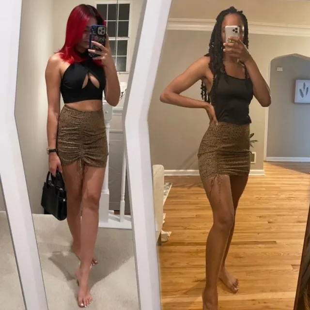 Women European And American Sexy Mini Drawstring Short Skirt Ladies Leopard Print High Waist Slim One Step Skirt Skirt Leopard - Shop at LoveMi