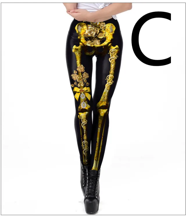 Halloween Night Skull Frame Digital Print Sexy Leggings C S - Shop at LoveMi