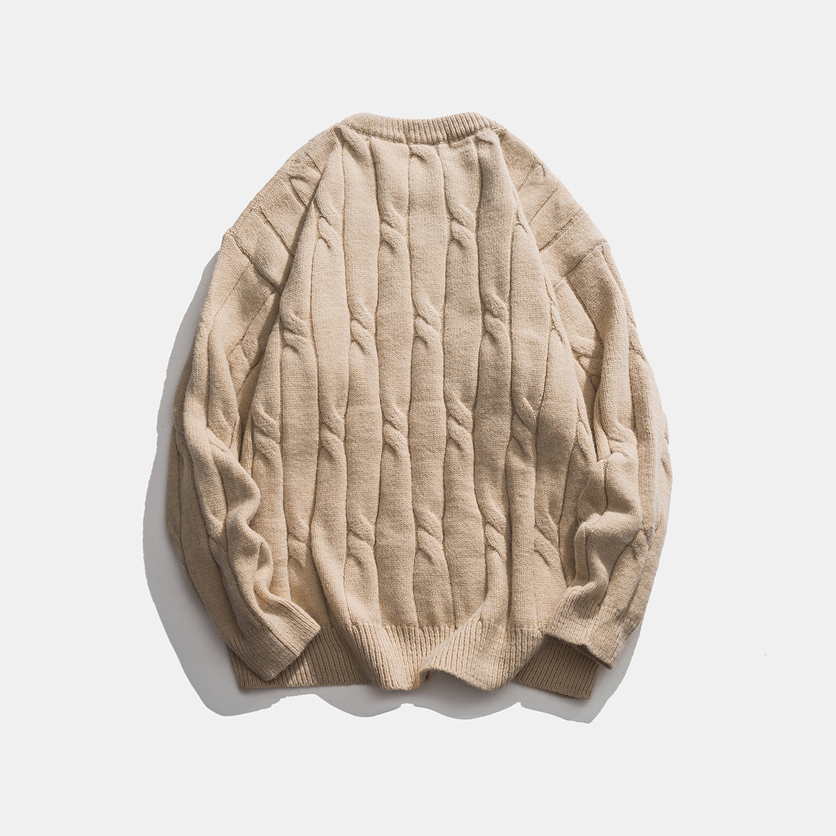 Men's Pure Color Simple Round Neck Pullover Sweater