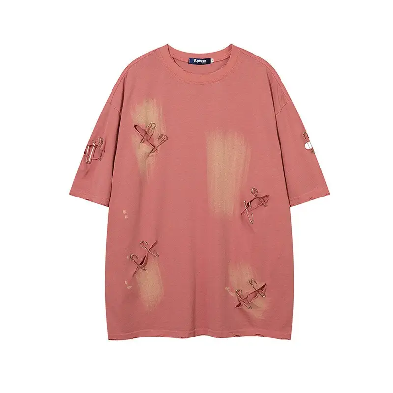 New Niche Design Sense Pin Short Sleeved Men's High Street Hole