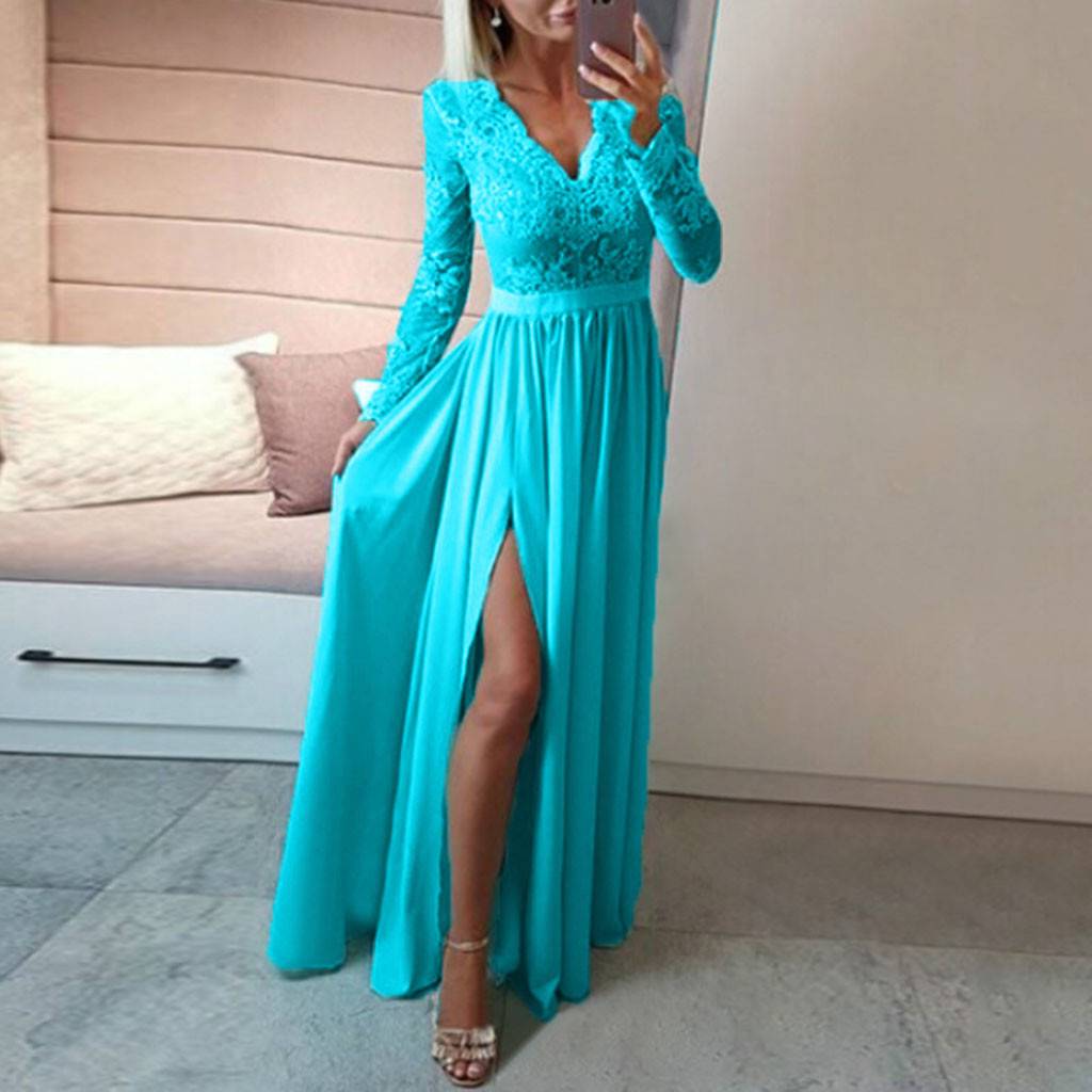 Women V-neck Sexy Lace Elegant Wedding Party Dresses - Image 2