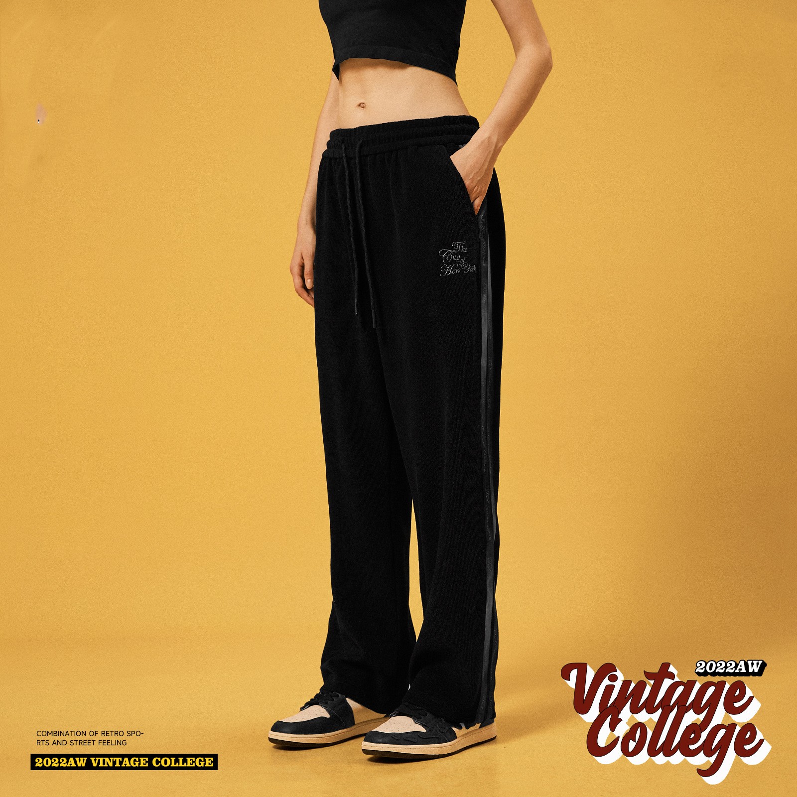 Men's Retro Side Stripe Gradient Straight Pants