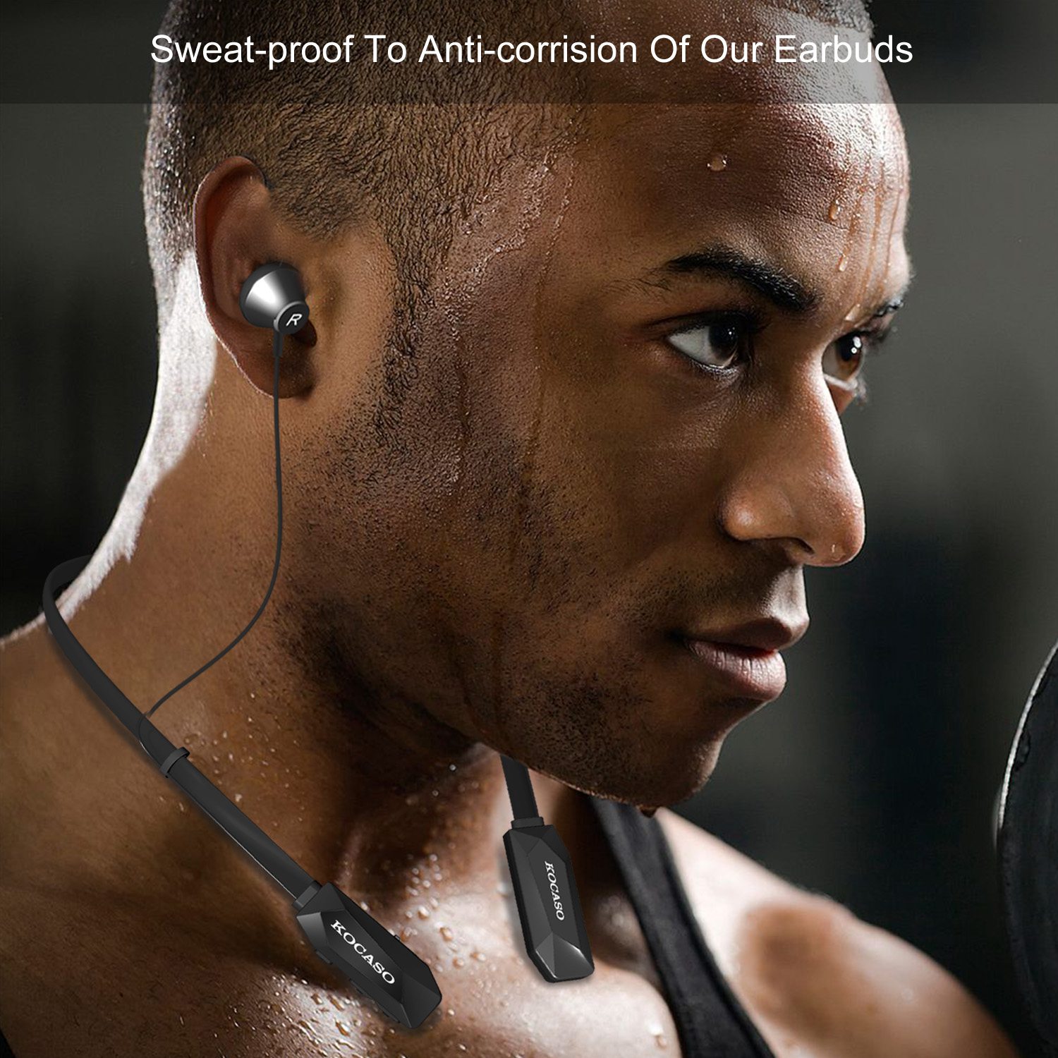Black-Red Color Options -- 1Pc Wireless Neckband Headphones V4.2 Sweat-proof Sport Headsets Earbuds In-Ear Magnetic… - 10