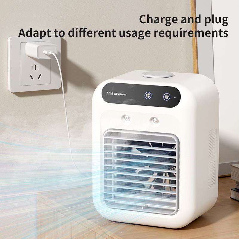 Portable Air Cooler With Mist  Small Desktop Air Conditioner Fan, 3 In 1 Humidifying Cooling Fan For Home, Dorm And Office, Mobile Evaporative Cooler With Water Spray