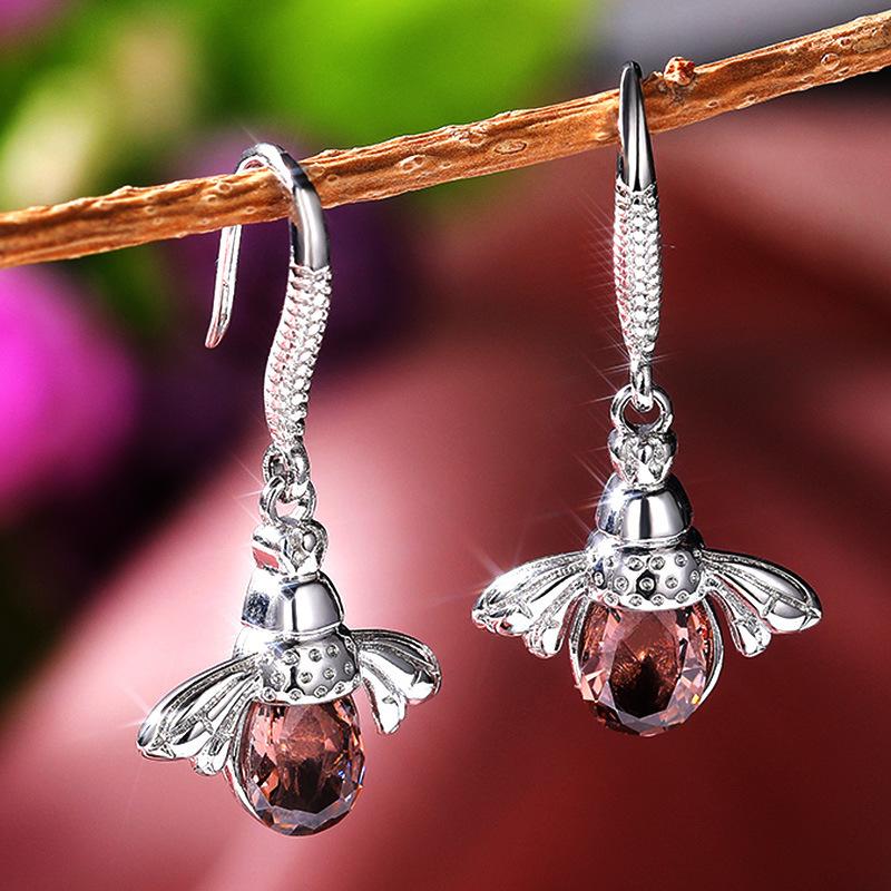 Little Bee S925 Sterling Silver Zircon Personality Earrings