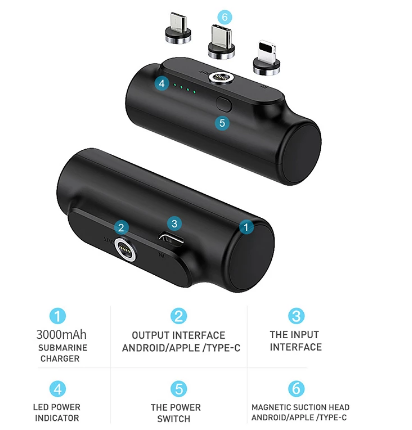 Title 6, Magnetische Powerbank 3000 mAh Mini draagbaar v...