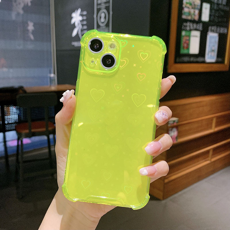 Coque de téléphone en silicone avec amour multicolore laser – orange – iPhone 7/8/SE2