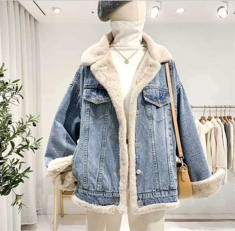 BF-style Single-breasted Two-sided Denim Jacket - Photo Color