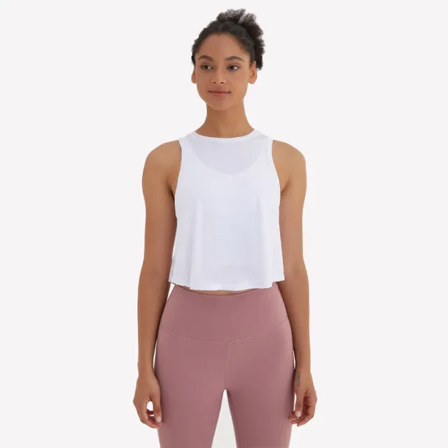 Yoga Vest T shirt Pleated Loose Sleeveless Sports Blouse Workout Clothes All match Yoga Top White - Shop at LoveMi