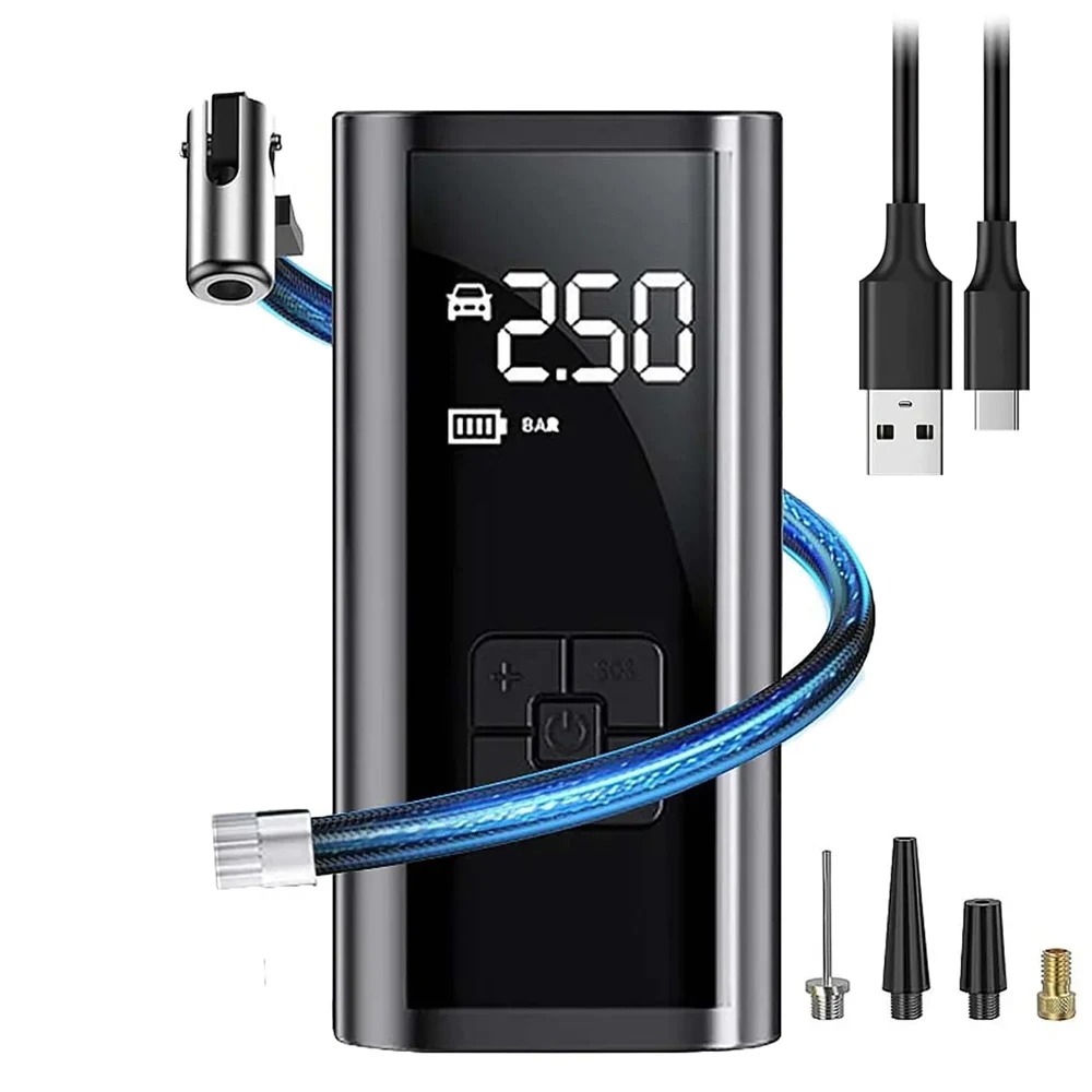 Portable Tire Inflator Rechargeable Electric Inflator For Car Bicycle Digital Air Compressor Football Ball Inflator Pump product image