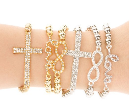 Wish Full Diamond Cross Bracelet Elasticity