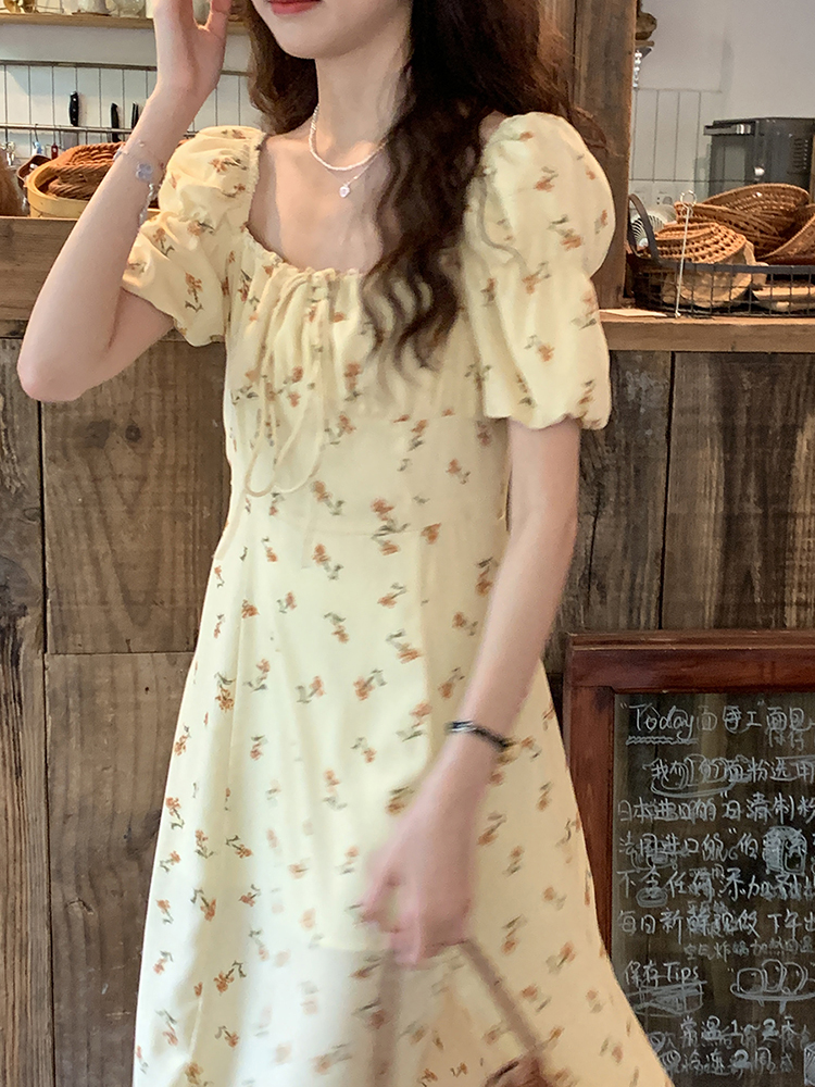 Floral Square-Neck Wedding Guest Dress, picture 2 of 5