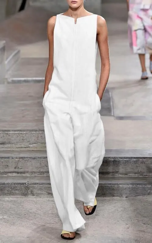 Loose Temperament Casual Ladies Jumpsuit White - Shop at LoveMi