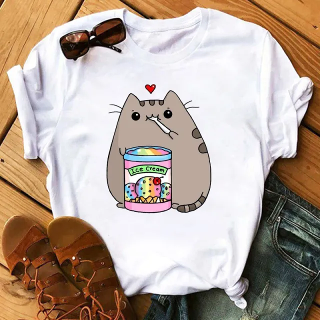 New Cute Milk Tea Print Short Sleeve Women 5Style - Shop at LoveMi