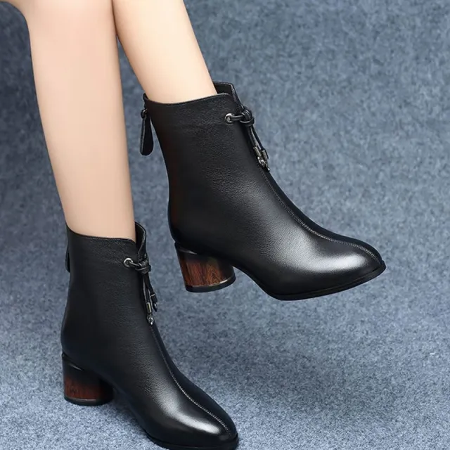 Women's Winter Padded Mid heeled Cotton Shoes Women's Shoes Boots Black - Shop at LoveMi