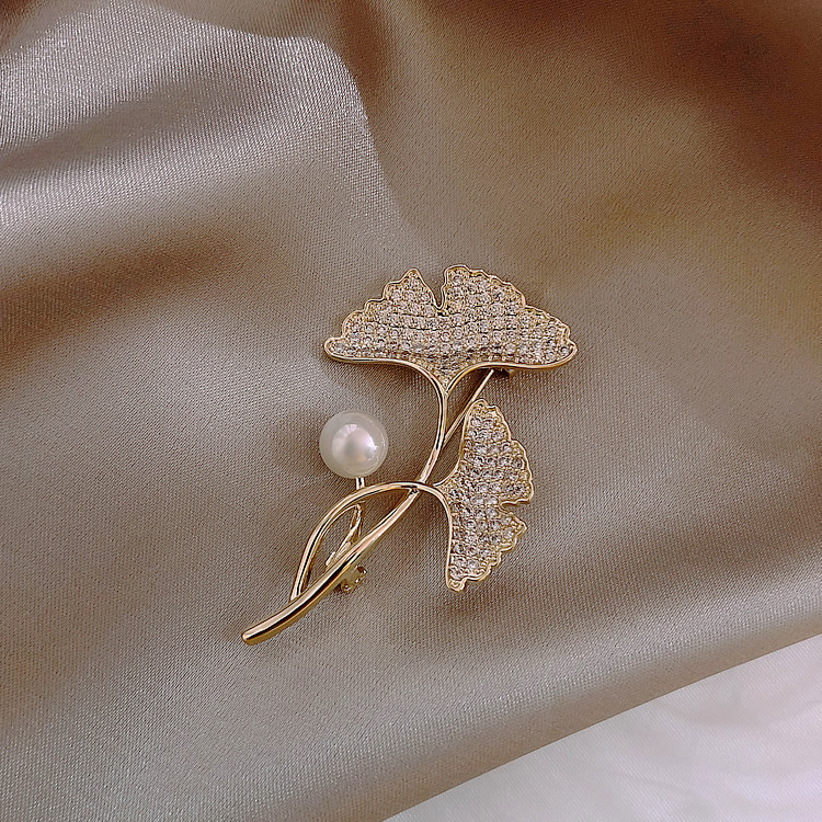 Pearl Leaf Diamond Butterfly Flower Geometric Ring Brooch