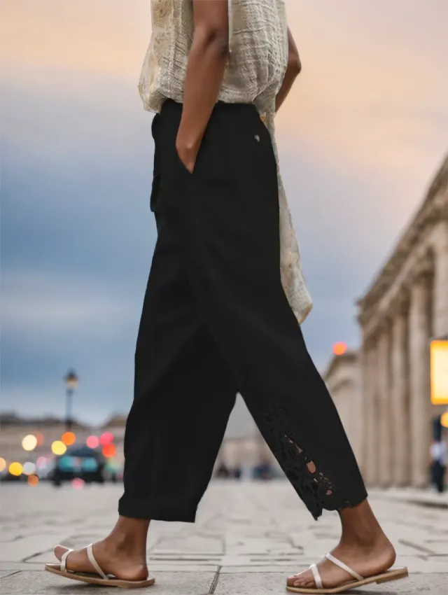 Ladies' Solid colored Trousers Black - Shop at LoveMi