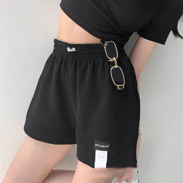 Street Spice Girl Lettered Sports Shorts Women''s High Waist Drawstring Black - Shop at LoveMi
