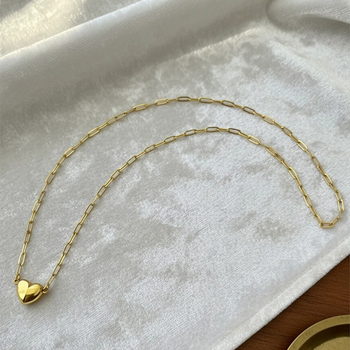 Magnetic Heart Matching Necklace For Couples, 18K Gold Rose Gold Plated Stainless Steel Paperclip Chain, Relationship Friendship Gift