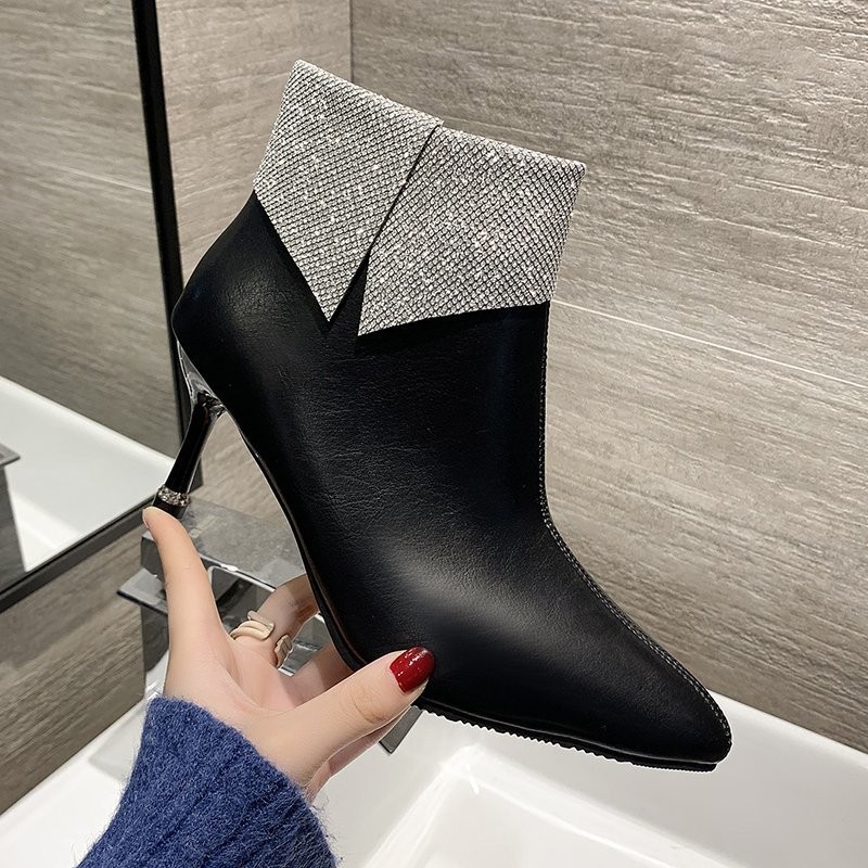 Women's Pointed Side Zipper Stiletto Ankle Boots