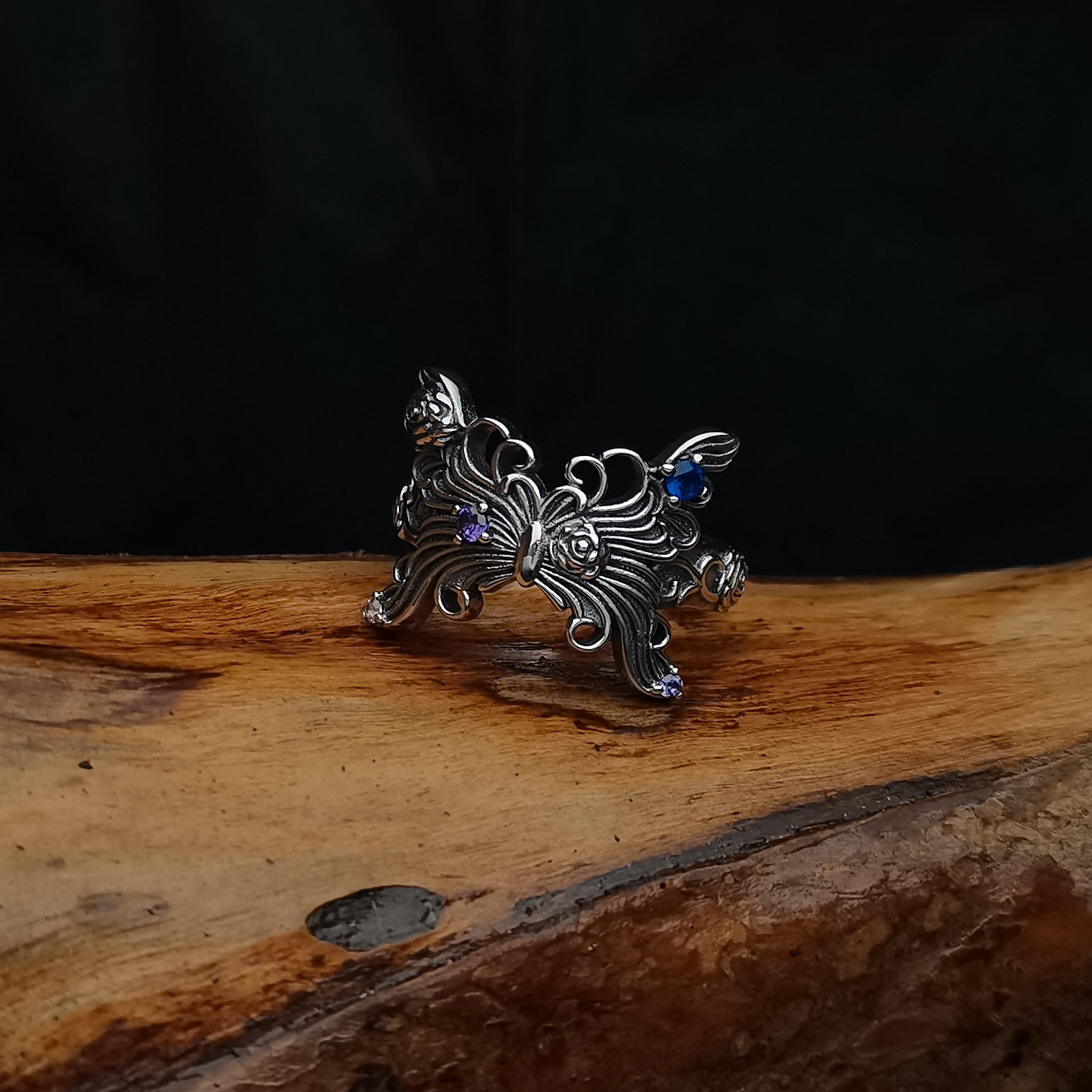 Title 3, Butterfly Gothic Ring Vintage Fashion Old Style...