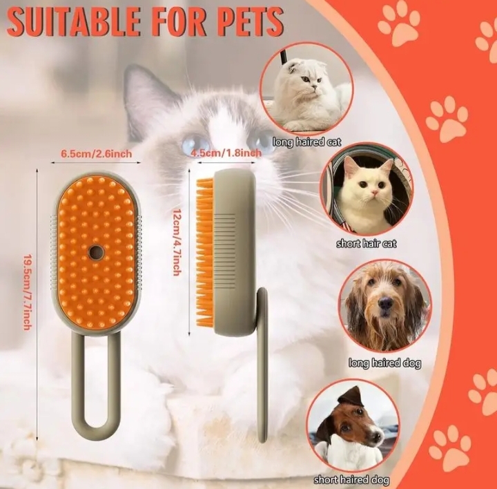 Electric Spray Pet Brush Grooming Comb With Steamer For Loose Hair Removal thumbnail 8