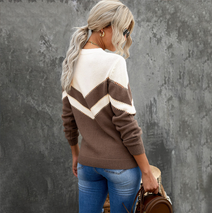 Simple Round Neck Pullover Slim Women's Sweater