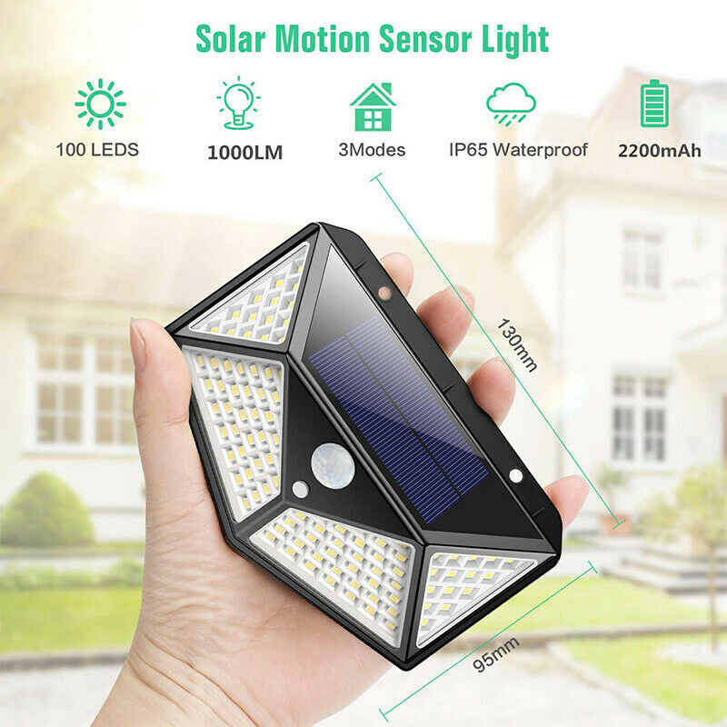 Solar Power PIR Motion Sensor Wall Lights 10 0 LED Outdoor Garden Security Lamp — image 8