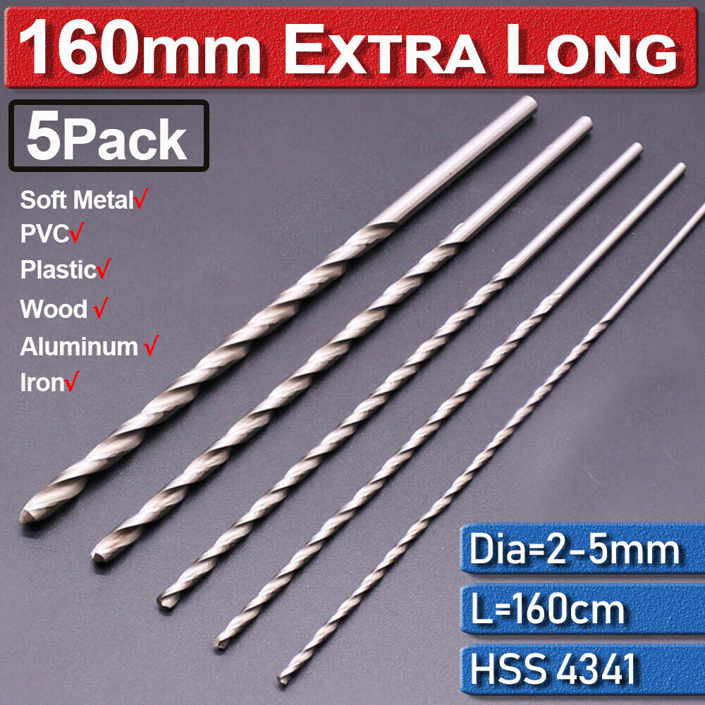 5PC 160MM Extra Long Wood Metal Drill Bit Set Brad Point 2mm 3mm 3.5mm 4mm 5mm — image 7