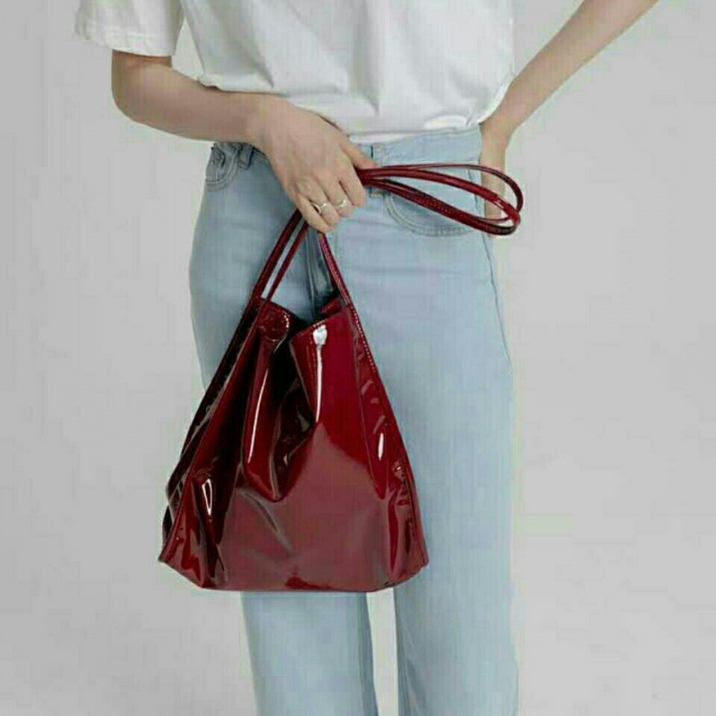 Title 4, Bright Leather Fashion Red Women Bag