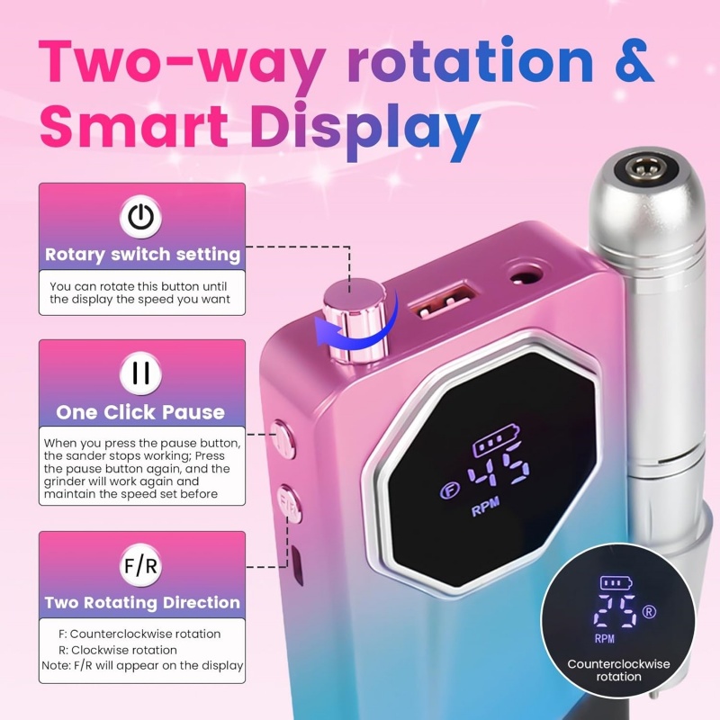 Electric Nail File Drill Machine USB Portable Manicure Pedicure UK — image 8