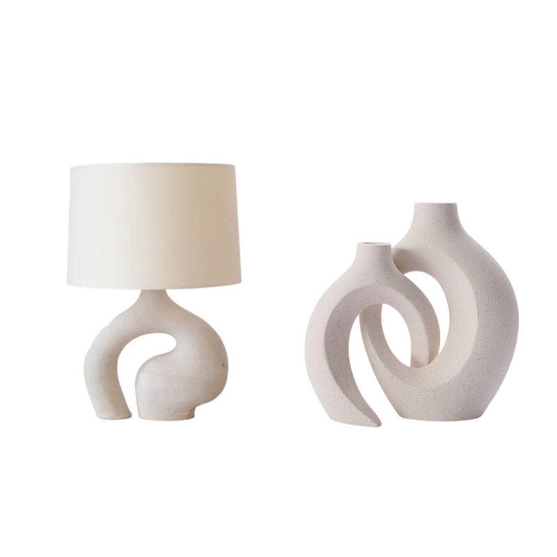 Table lamp and vase