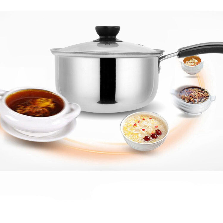 Set Of 3 Induction Non Stick Stainless Steel Cookware Kitchen Glass Lids Pot Pan