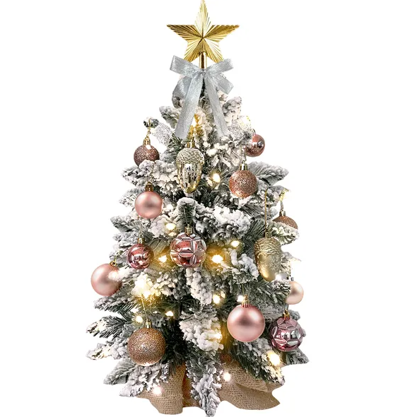 22in Tabletop Christmas Tree With Light Artificial Small Mini Red Christmas Decoration With Flocked Snow, Exquisite Decor & Xmas Ornaments For Table Top For Home & Office, Red - Image 9