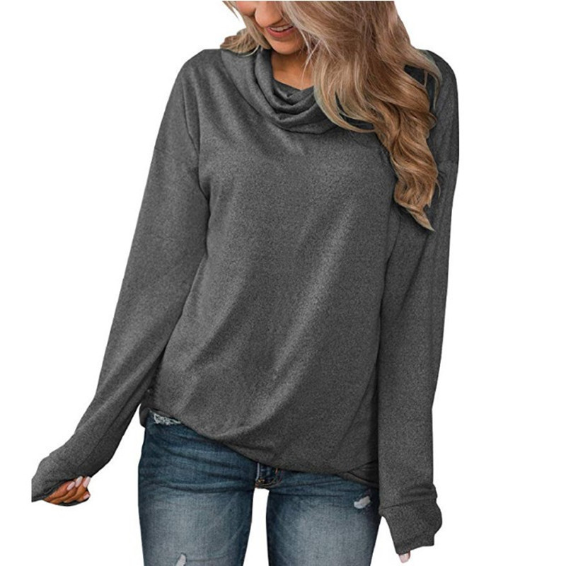 Title 3, Solid Color Pullover Collar Long Sleeve T-Shirt...